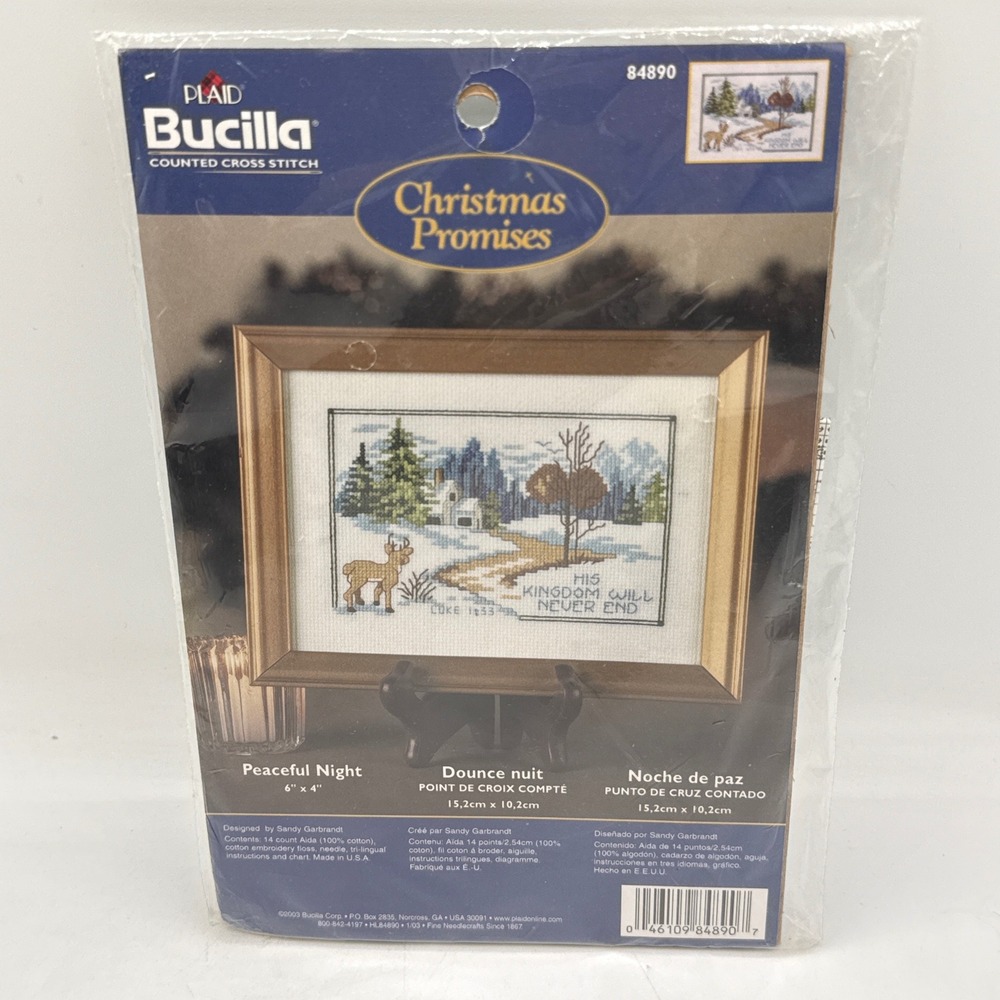 Bucilla Cross Stitch Kit Christmas Promises Peaceful Night 6x4 84890 Deer Winter